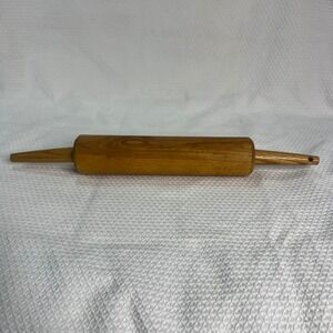 VTG Solid Wood Rolling Pin Free Sliding Tapered Handles Natural Grain 17.5 Inch